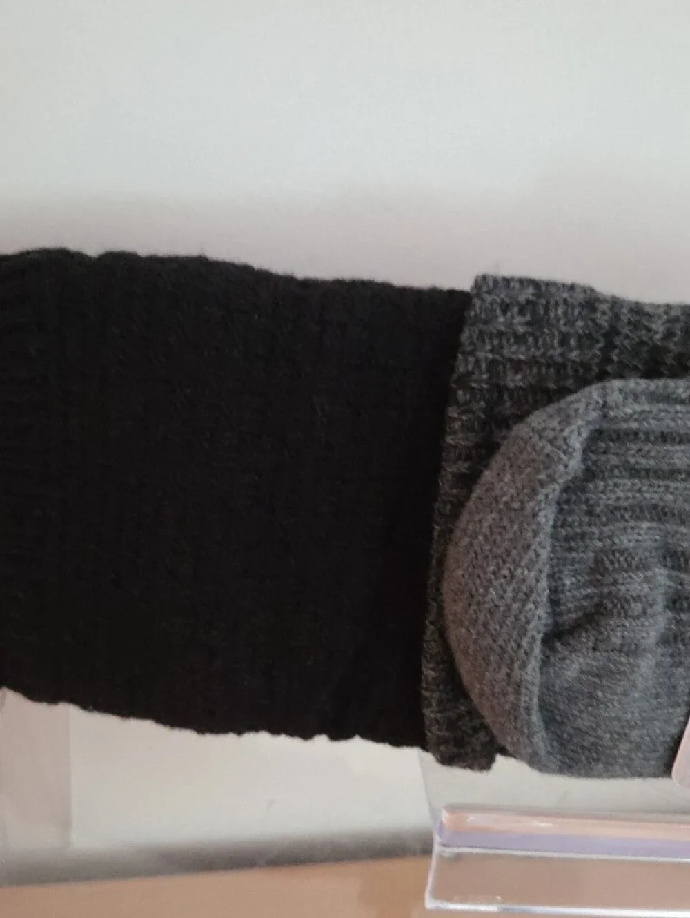 BearPaw Womens Ribbed Slouch Knee High Socks in Charcoal and Black...NWT